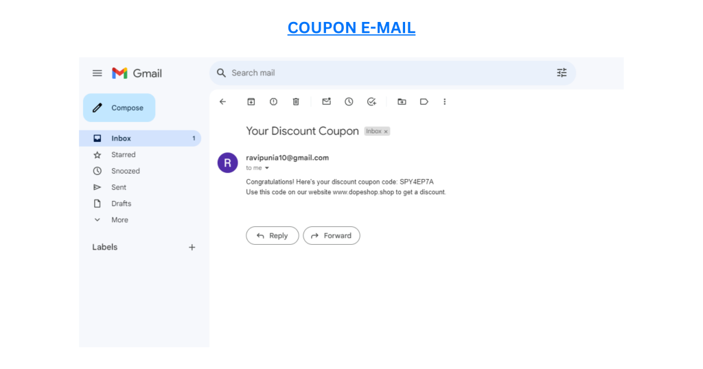 Ravi Punia's coupon email